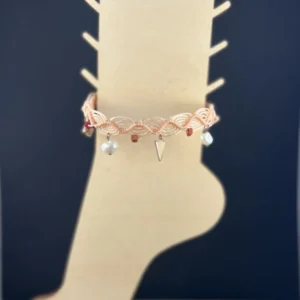 Bijou de cheville rose/corail avec perles de culture – Image 1