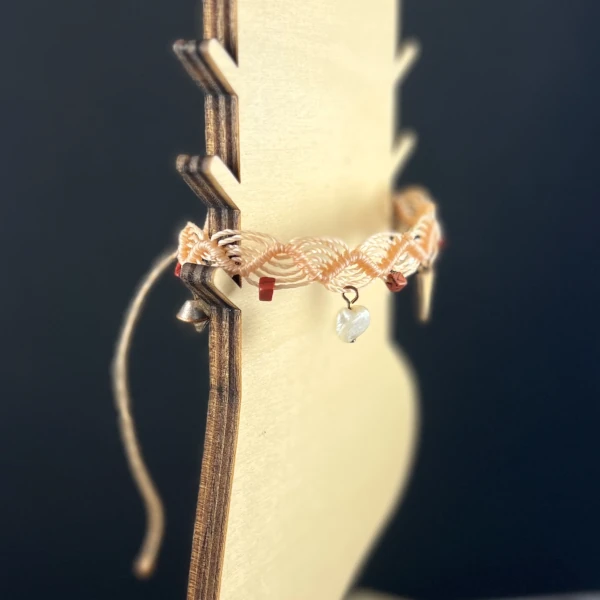 Bijou de cheville rose/corail avec perles de culture