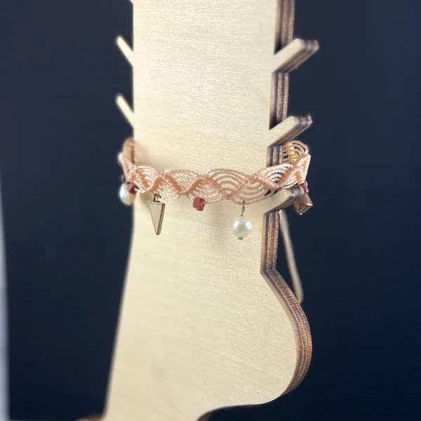 Bijou de cheville rose/corail avec perles de culture