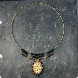 Collier torque macramé fait main zebradorite So’fil macramé
