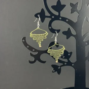 Boucles d’oreilles macramé vert moyen faites main So’fil macramé