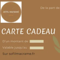 Une carte cadeau avec choix de montants, idéale pour cadeau sûr de faire plaisir