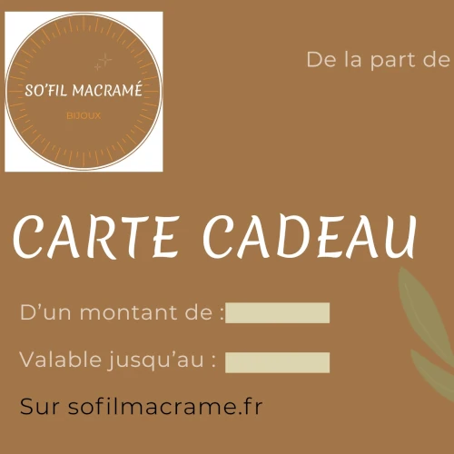 Une carte cadeau avec choix de montants, idéale pour cadeau sûr de faire plaisir