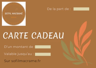 Carte cadeau So’fil macramé bijoux faits main micro macramé idée cadeau