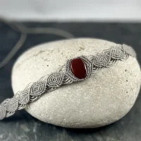 Collier en cornaline et macramé, cadeau idéal pièce unique artisanale
