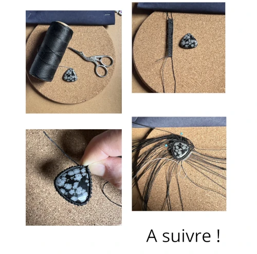 Création d'un collier en pierre naturelle d'obsidienne neige pr So'fil macramé crétrice Nantes